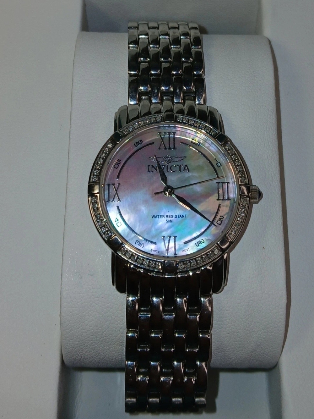 Invicta Women's Watch Mother of Pearl MOP Dial Diamond Bezel Swiss Movt 50M WR